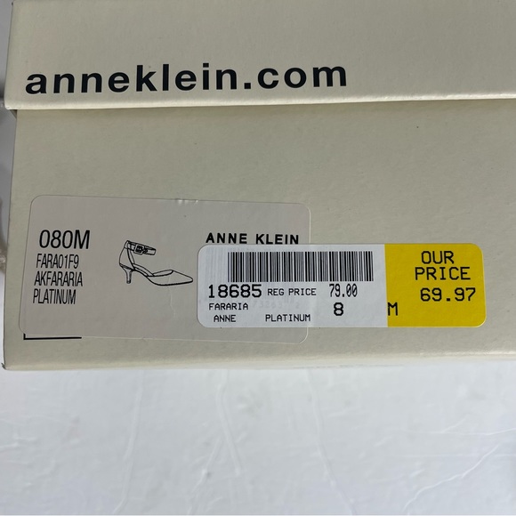 Anne Klein Fararia Anne Platinum Ankle Strap Point Toe Heels Pump Size 8 NWT box - Picture 11 of 15